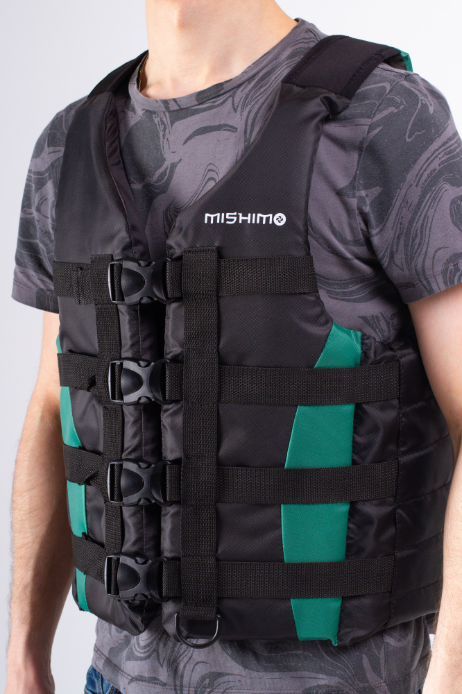 Жилет спасательный MISHIMO PRO Премиум качества Черно-зеленый в Ангарске