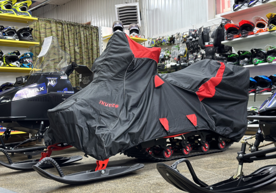 Чехол транспорт. снегохода IKUDZO HUNTER черно-красный Оксфорд ПРЕМИУМ качества с лого IKUDZO в Ангарске