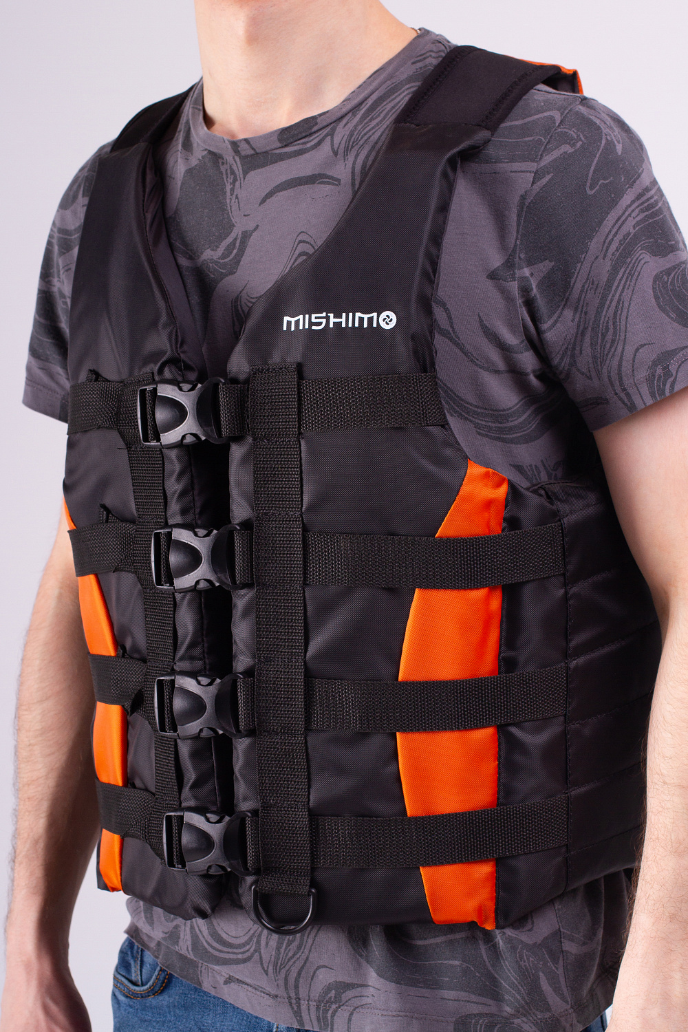 Жилет спасательный MISHIMO PRO Премиум качества Черно-оранжевый в Ангарске