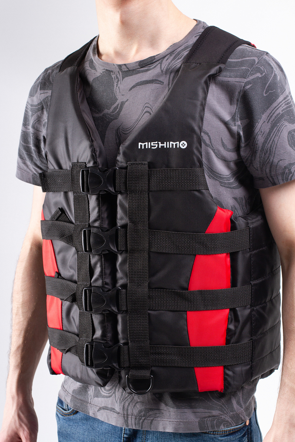 Жилет спасательный MISHIMO PRO Премиум качества Черно-красный в Ангарске